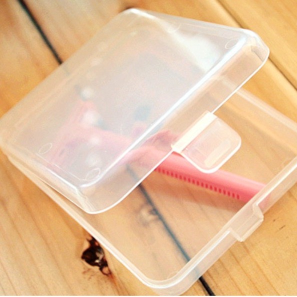 Caja de joyería de esponja de maquillaje transparente simple pequeña caja de almacenamiento cuadrada caja de polvo decoración de pestañas