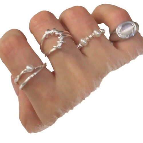Ins heart pearl ring index finger ring niche design sense ring unique simple temperament high-end sense women's jewelry