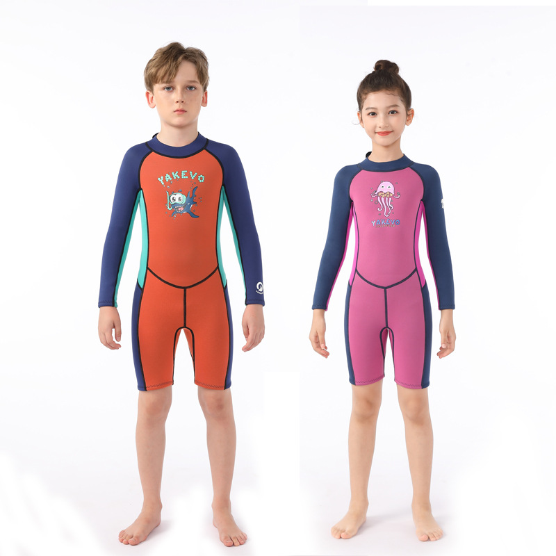 In stock 2.5mm children's diving suit boys' one-piece swimsuit warm long sleeve sun protection surfing snorkeling jellyfish suit for women