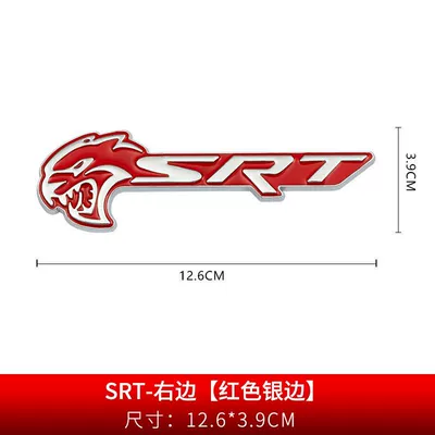 sticker, rear emblem, window SRT – Car logo - standard-srt-right-side-red-with-silver-edge