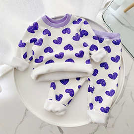 儿童秋冬加绒秋衣套装男童女童保暖加厚内衣秋裤小童婴儿2023新款