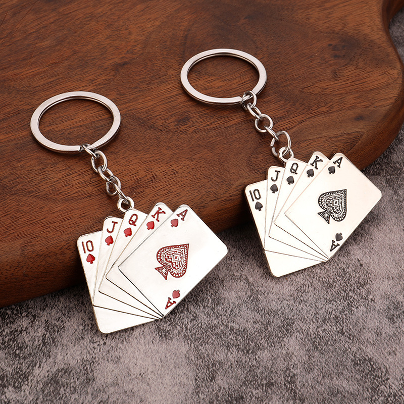 Factory direct simulation poker wholesale metal key pendant key ring accessories cross-border creative personalized gifts Factory direct simulation poker wholesale metal key pendant key ring accessories cross-border creative personalized gifts