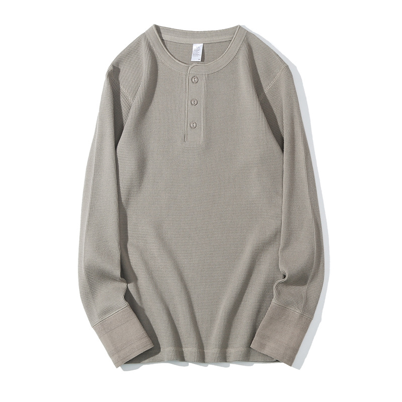 ワッフルのアメリカのレトロなカチカチと重いポンドのヘンリーの襟は底のtシャツを打ちます。