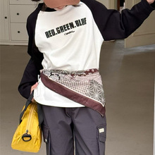 儿童2025秋季男童女童新品880347中大童韩版印字母拼色插肩袖T恤