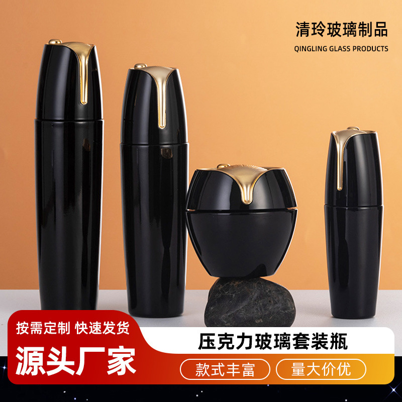 化粧品の化粧品の瓶の高級な水の乳液のガラスは瓶のアクリルのクリームの瓶のセットの精華の液体の瓶を詰めます。|undefined