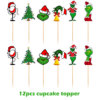 Christmas monster Grinch theme decoration Christmas party Plus flag banner balloon birthday cake plug suit