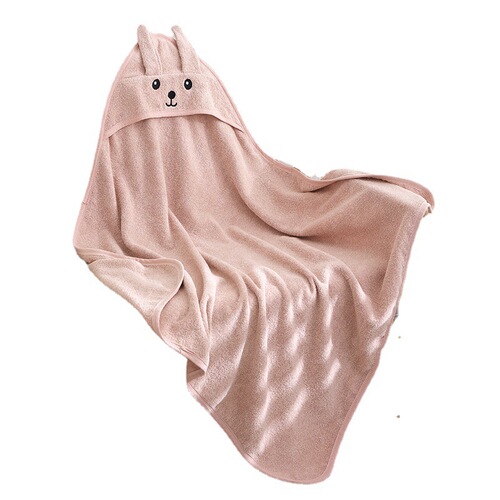 Cotton 32-count shedding-proof hooded baby towel for newborns and toddlers, cute cartoon-style with hood, large bath towel