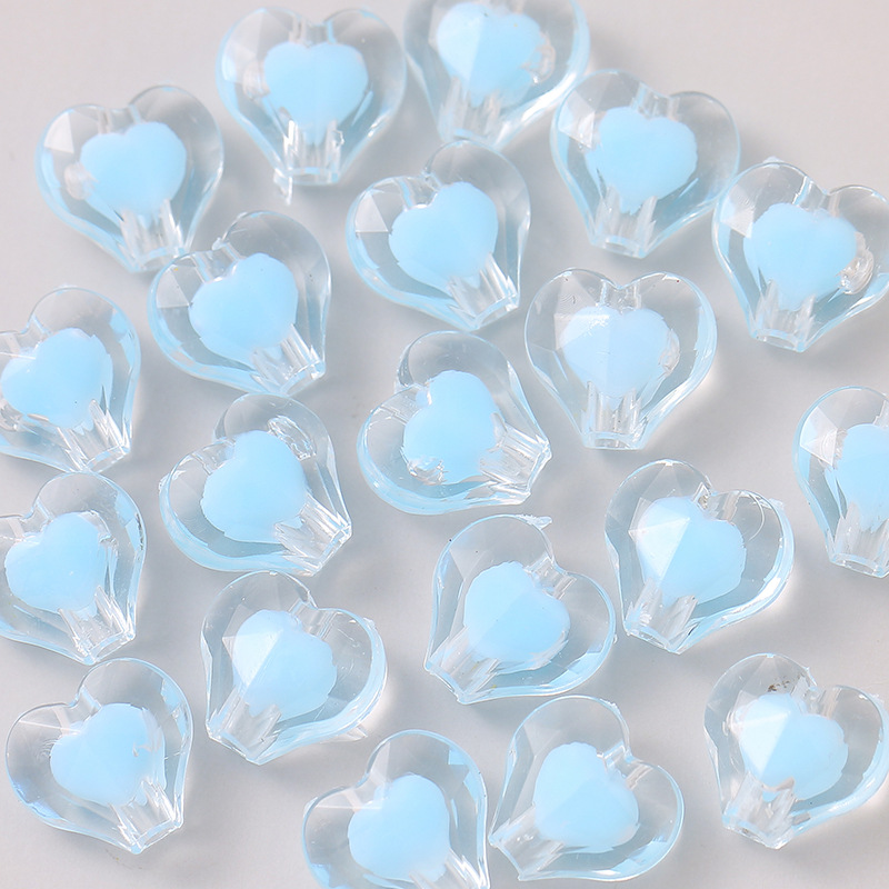 11x12mm cuentas de amor de color interior acrílico transparente cuentas de corazón de桃ar joyas DIY cuentas de collar de pulseras