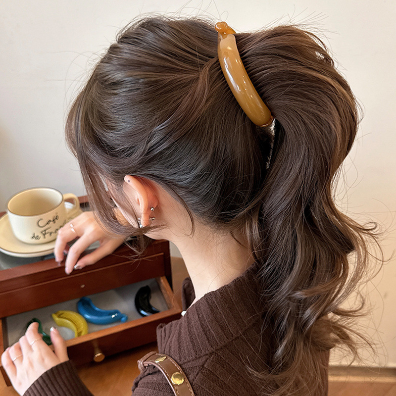 한국식 심플한 기질의 여성용 머리핀, 뒷머리에 머리핀, 상어 클립 하이 포니테일 헤어 버클, 무료 배송
