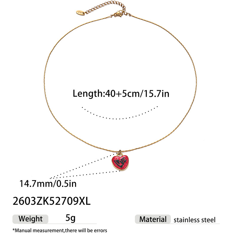 Tiana Europa y América Día de San Valentín nicho accesorios de acero inoxidable amor collar de goteo de aceite ligero lujo alta sensación joyería de mujer al por mayor image 4