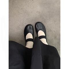 黑色单鞋女平底法式复古软底奶奶鞋百搭芭蕾玛丽珍鞋