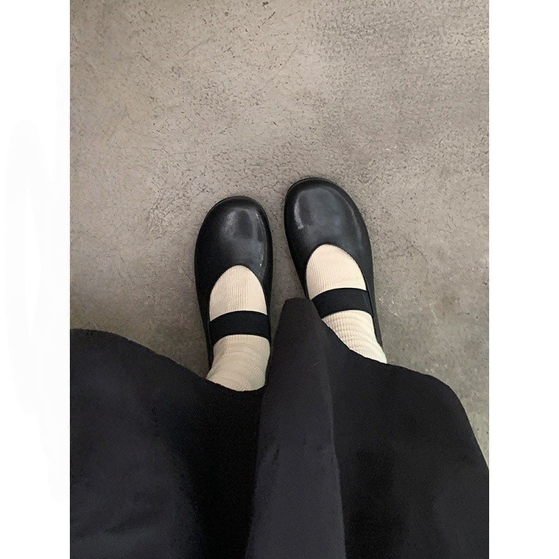 Black Single For Women, Flat French Retro Soft Sole Granny Shoes, Versatile Ballet Mary Jane Shoes_voghion.com