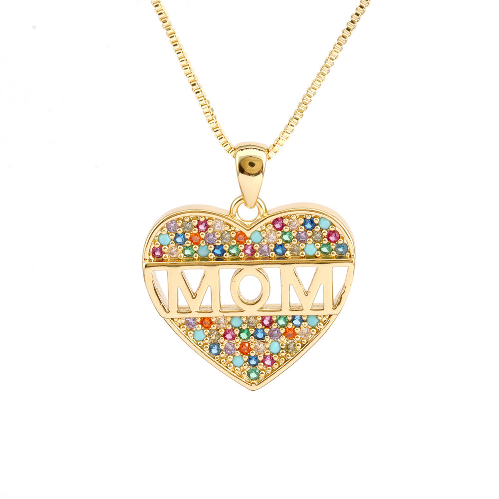 Fashion Heart Shape Copper Plating Zircon Pendant Necklace 1 Piece