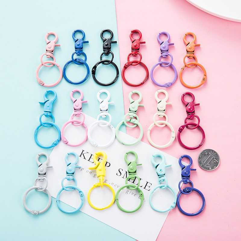 Clasp with card ring jewelry accessories color paint key chain paint metal dog chain key chain pendant key ring