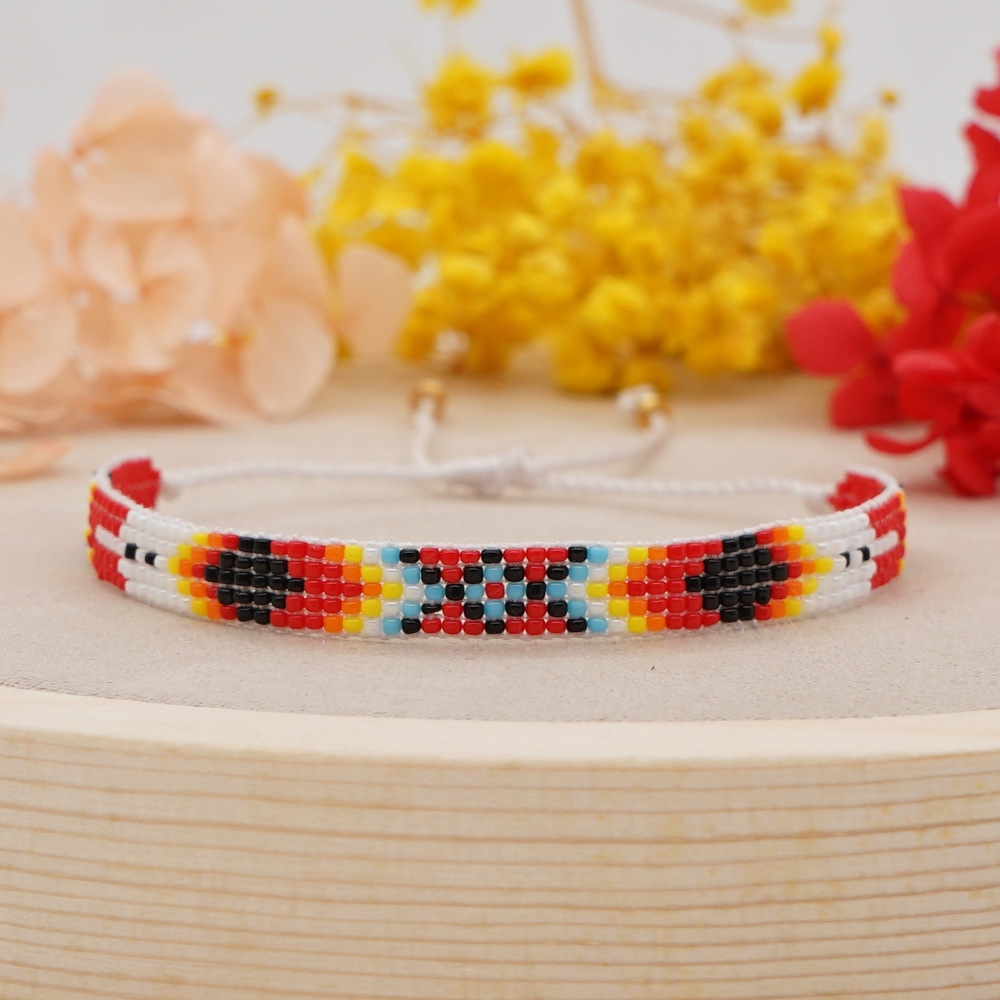 Ethnic Geometric Gradient Hand-woven Beaded Couple Bracelet display picture 5