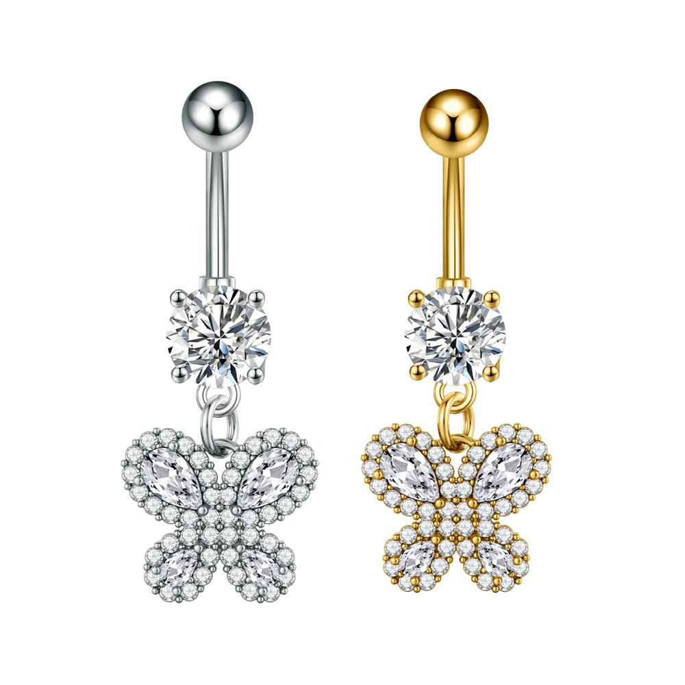 Nouveau piercing Cross-border R : Cœur, Cerise, Perle, Lune, Pentagramme, Zirconium, Papillon, Zircon, Acier inoxydable_voghion.com