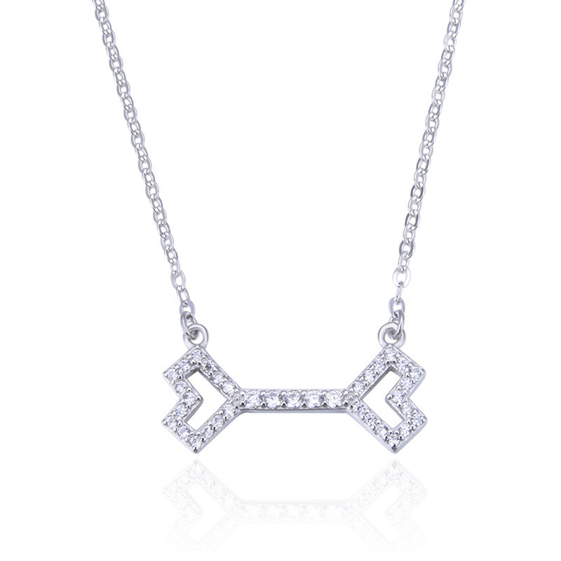 S925 plata esterlina colgante de hueso pequeño personalidad femenina minimalista moda coreana hueso de piedra de cristales una cadena de clavícula