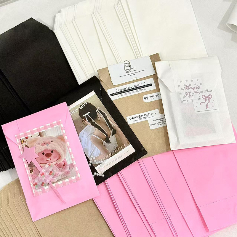 Ins White Paper Bag Card Packaging Gift Bag Handbook Sticker Postcard High-Value Clearance Packaging Material