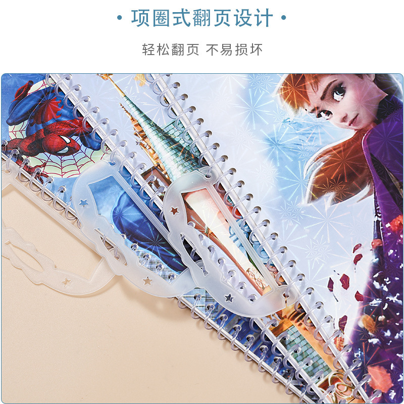 跨境英文版儿童水彩涂色本自带贴纸线圈手提益智 填色色 绘画本涂|undefined