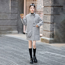 2025冬季新款高端立领双面呢羊毛大衣女中长款外套 配包包 HE5119