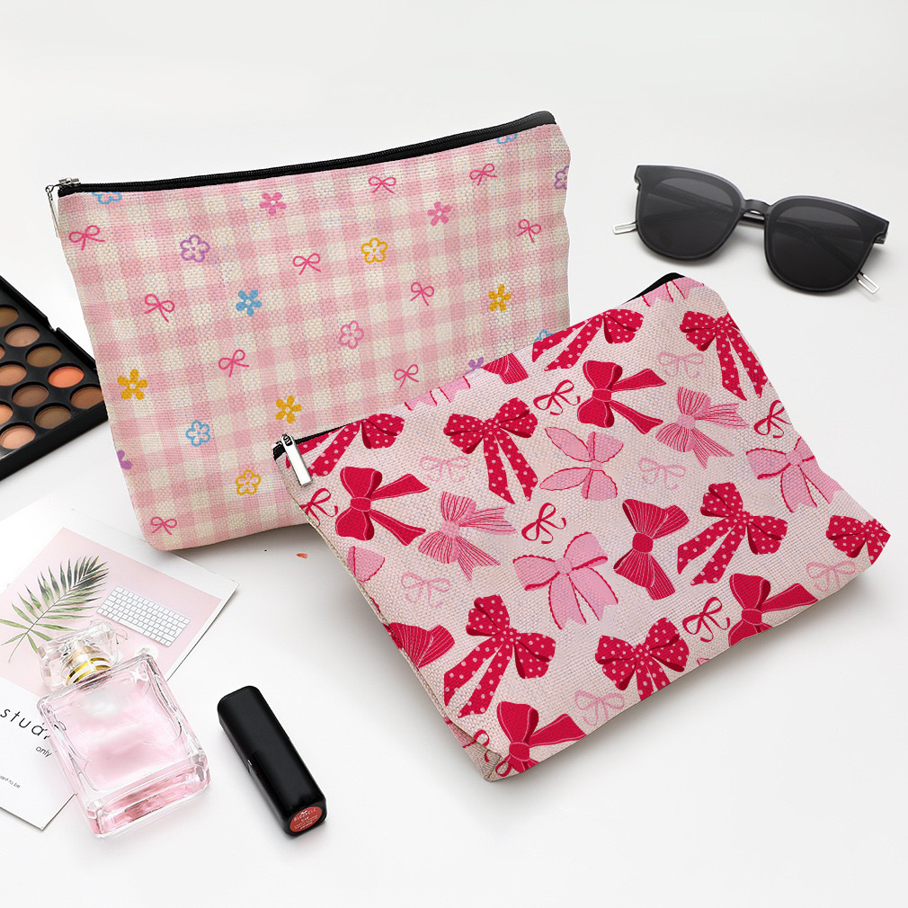Bolsa de almacenamiento con cremallera transfronteriza bolsas de maquillaje de arco rosa bolsas de lavado bolsas de viaje bolsas de bolsas de bolígrafo de estudiantes bolsas portátiles