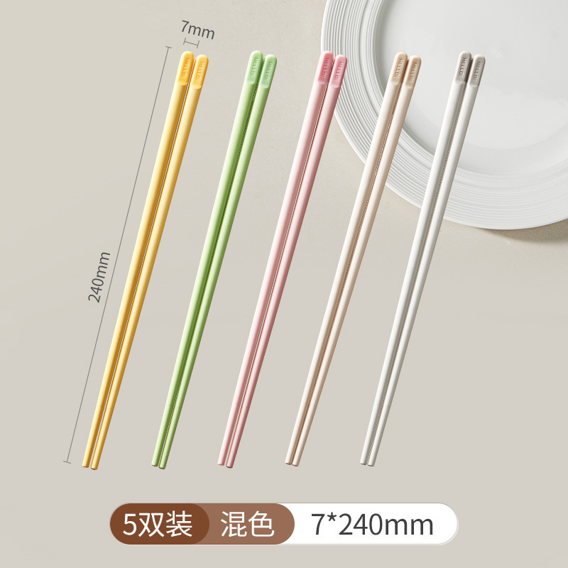 萌趣合金筷子家用筷子套装防霉抗菌耐高温防滑家庭分餐高档餐具|undefined