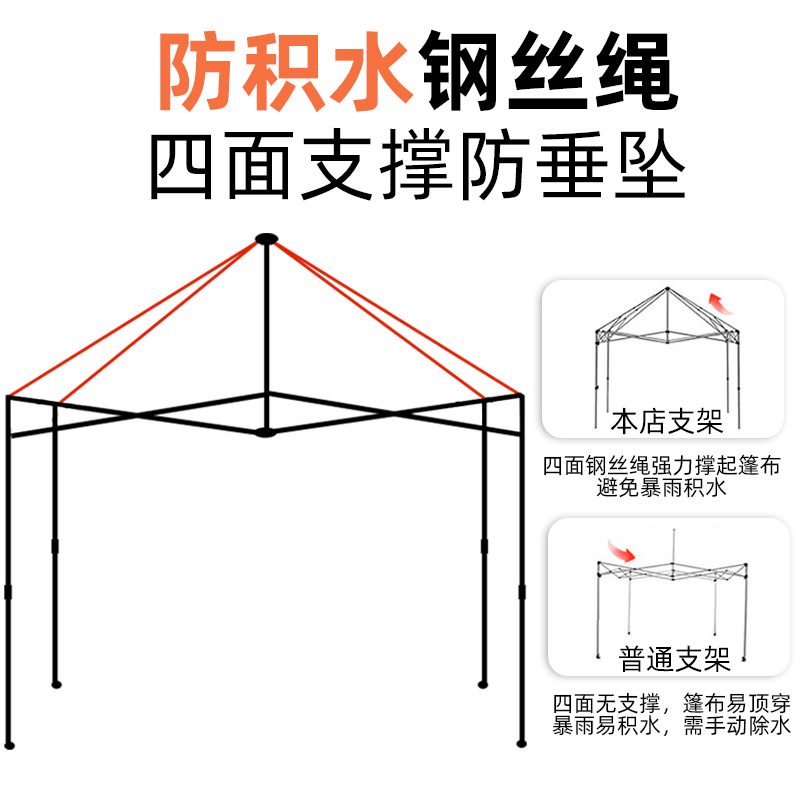 Toldo publicitario exterior para evitar la acumulación de agua, marco hexagonal de 4 cm de grosor, toldo de cuatro patas, carpa, sombrilla.