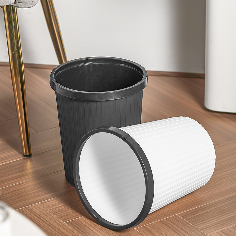 Factory Direct Supply Trash Can for Home Use Without Lid, Large Kitchen Bathroom Living Room Striped Wastebasket