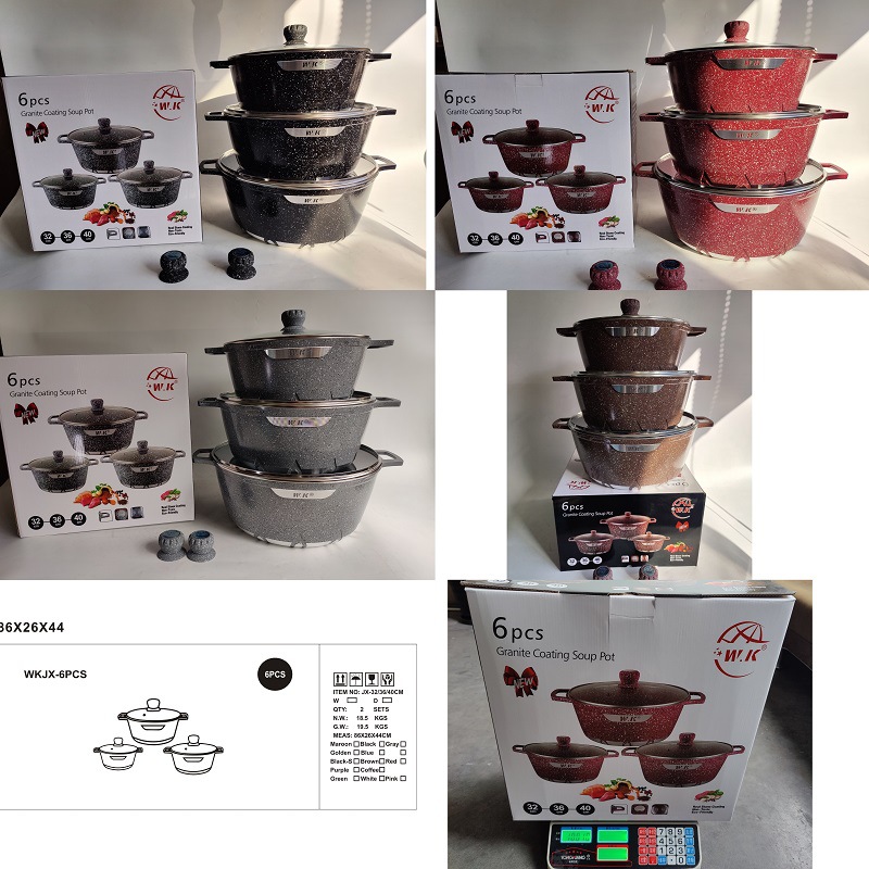 Suministro directo de fábrica de la espada-tipo antiadherente pan de 12 piezas de fundición a presión olla maifan piedra cocina hogar aluminio sopa olla en stock