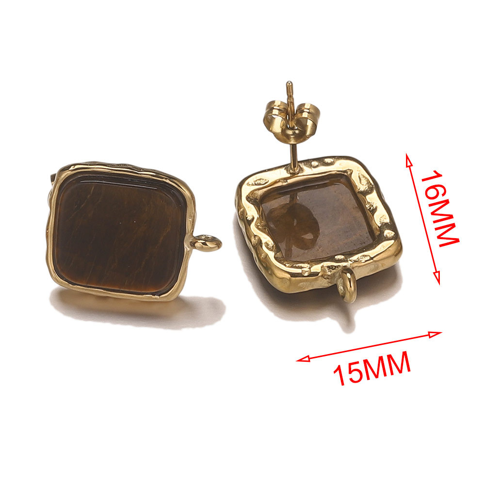 Acero inoxidable nicho diseño stud pendientes accesorios moda pendientes de piedra natural con anillo abierto moda pendientes simples al por mayor