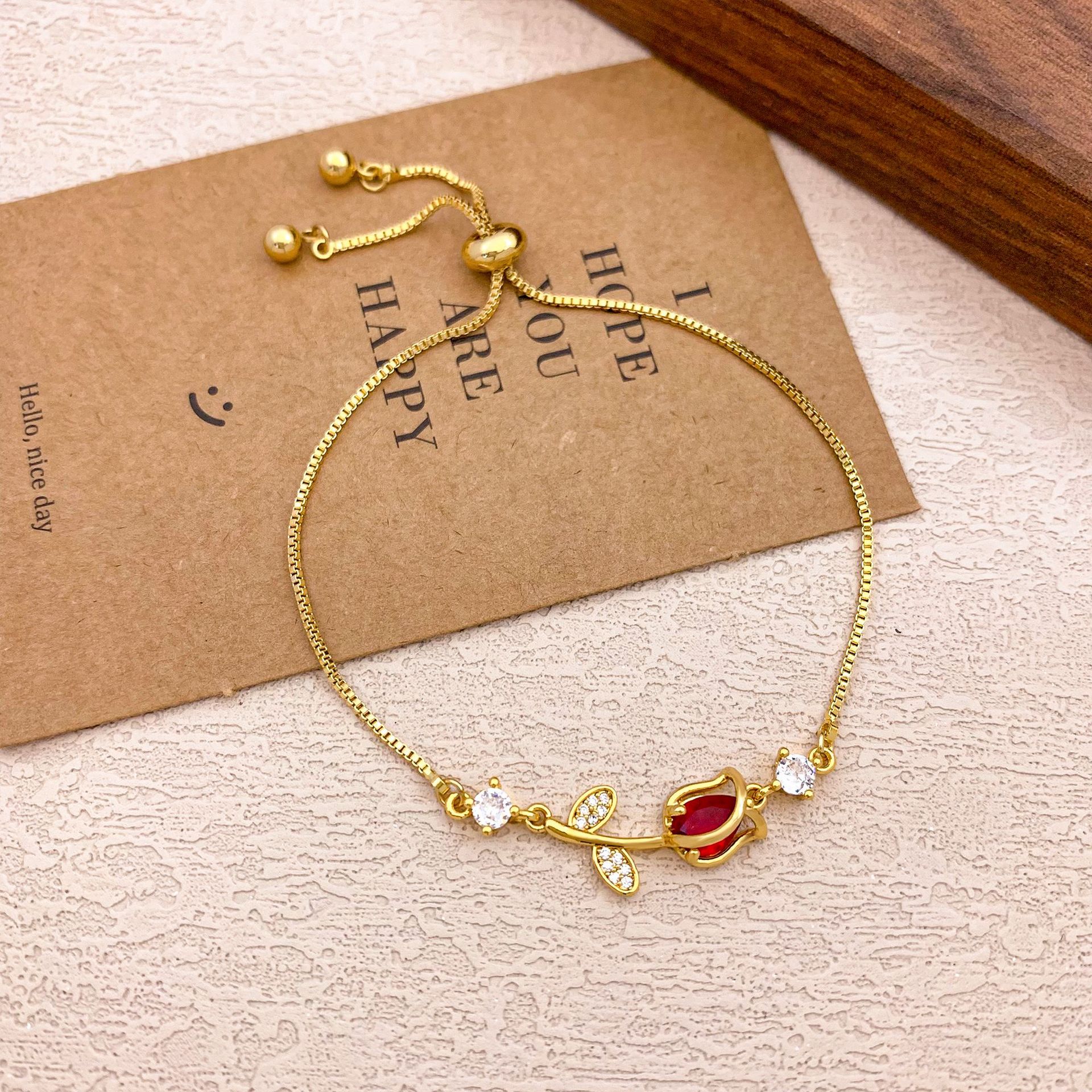 Pulseras transfronterizas nuevas pulseras ajustables de rosa de tulipas nicho de moda femenina, regalo de cumpleaños para amigos.