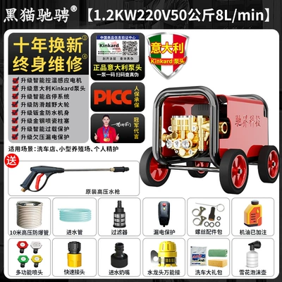 Black Cat High-Pressure Car Washing Machine for Home Use 220V Commercial Cleaning Machine Car Wash Shop Dedicated Booster Water Gun Pump (Car washing machine) - authentic-no-false-claims-special-offer-for-home-use-10m-explosion-proof-hose