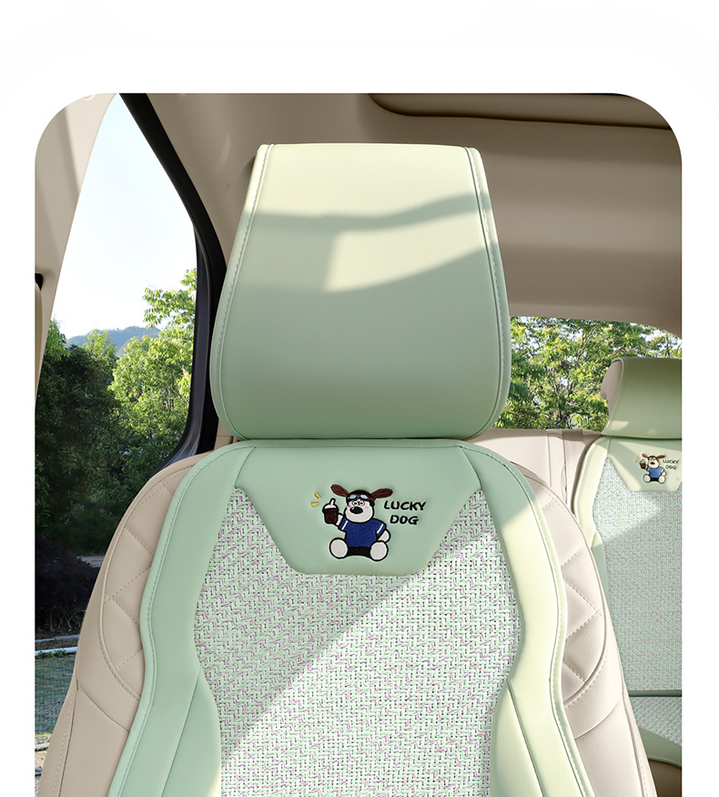 Cartoon car seat cushion half-cover summer car seat cushion breathable cool pad universal for all seasons long-sitting ice rattan