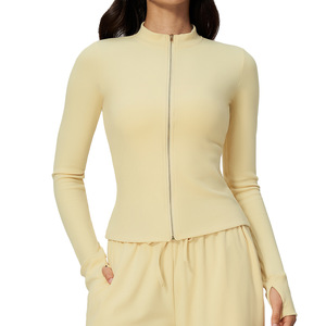 AYM044578 Quick Dry High-Elastic Zip-Up Stand-Up Collar Workout Top Aoyema wholesale