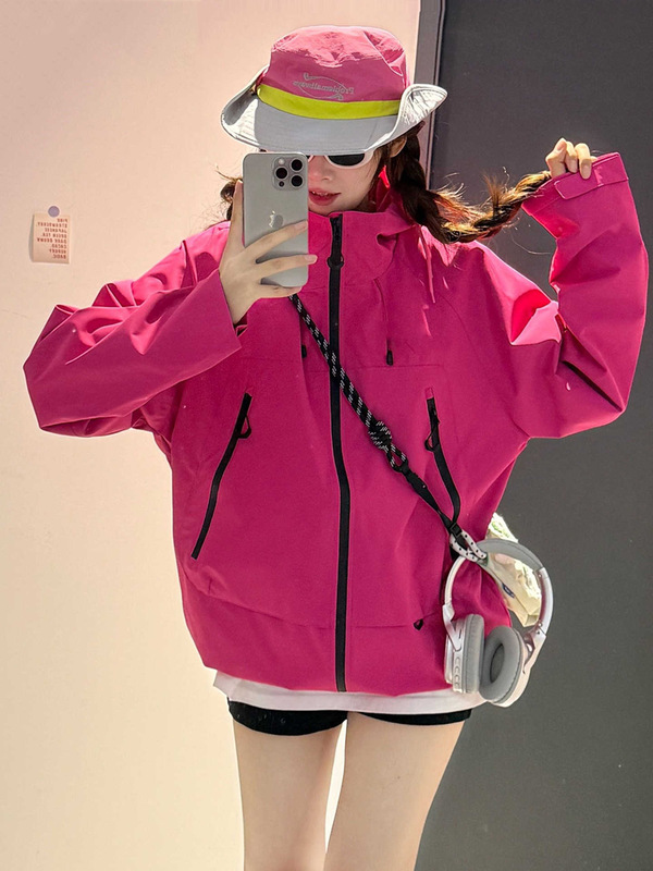 大牌粉色冲锋衣女2025新款春秋季小个子户外防风超好看三合一外套|undefined