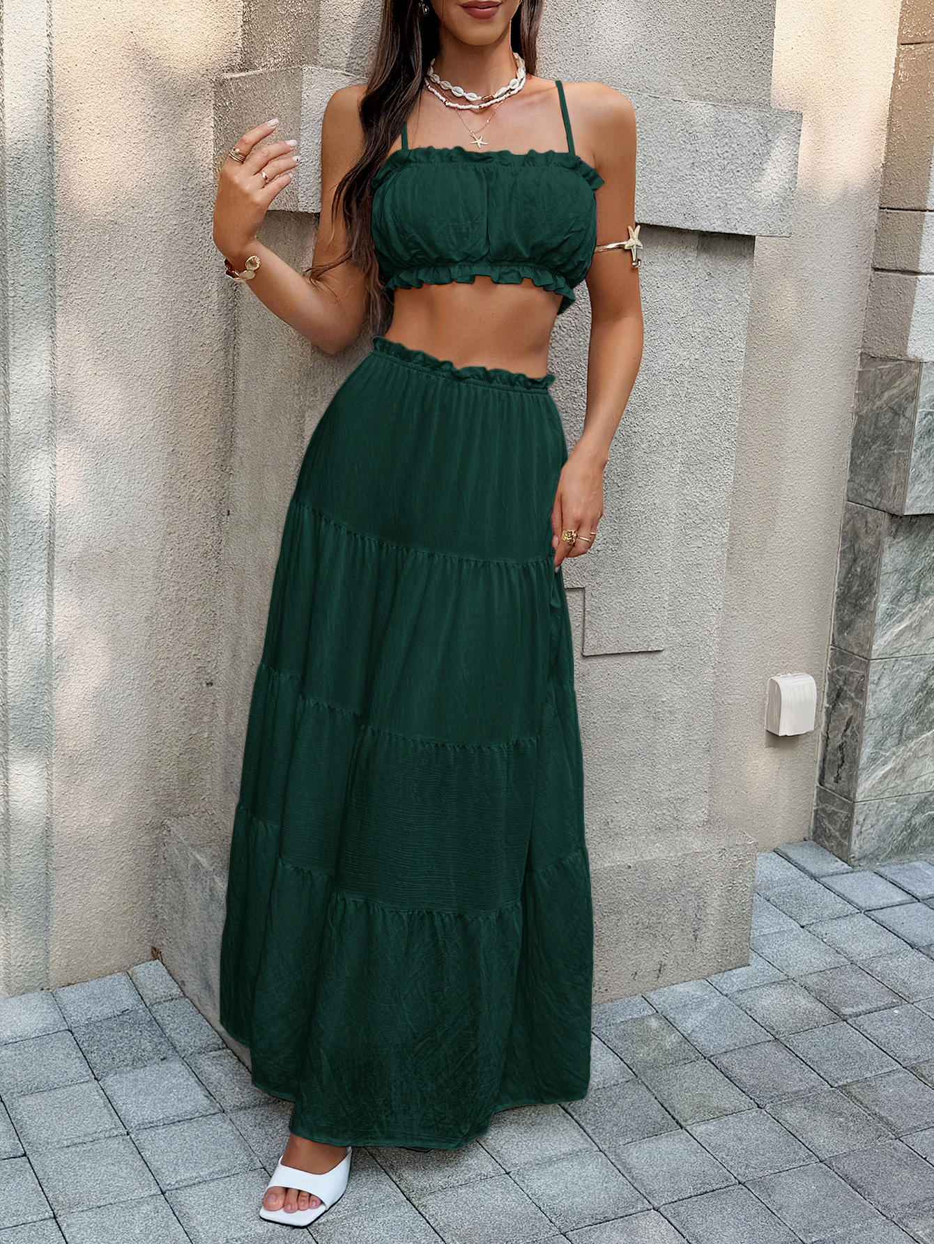 Women's Clothing Elegant European And American Style Strapless Dress Set For Women Spring Summer Vacation Fashion_ecoleips.com