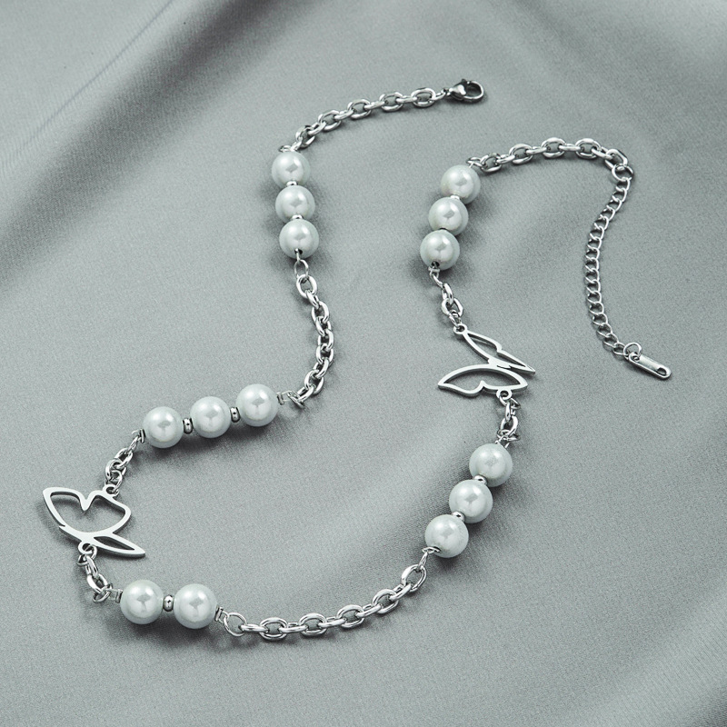 Neues Perlen-titanstahl-schmetterlingshalsketten-schlüsselbein-kettenzubehör display picture 3