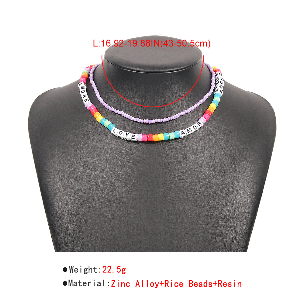 Fashion Bohemian Color Miyuki Beads Resin Letter Necklace Wholesale Nihaojewelry display picture 4