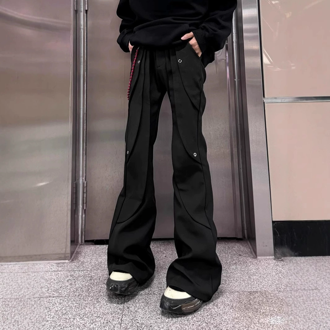 Американский деконструированный нишевые дизайнеры высокого уровня микро-труба брюки мужские высокие улицы тонкая и тяжеловесные брюки брюки повседневные брюки