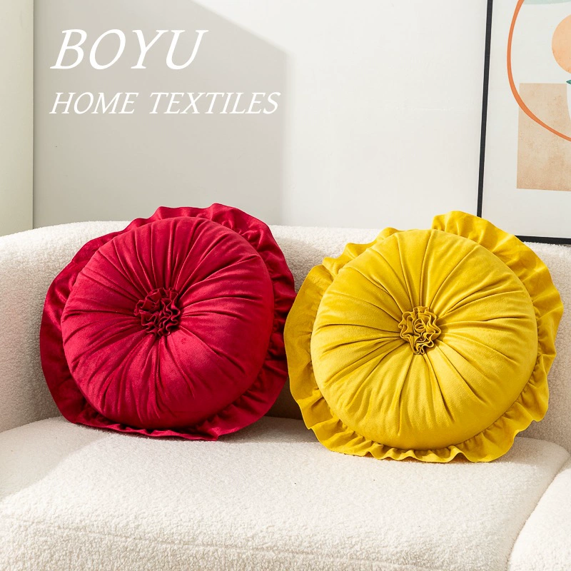 Голландская бархатная кружевная круглая подушка ins Простая подушка французская подушка подушка на талии подушка на кровати с сердечником