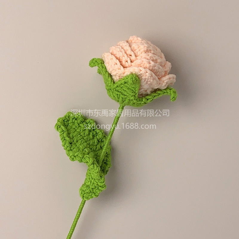 玫瑰花编织花束假花手工钩针仿真花毛线花朵成品情人节教师节礼物|undefined