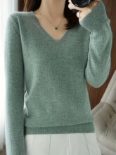 U 57127 V Neck Solid Color Knitted Sweater ��ɫV�Ië��