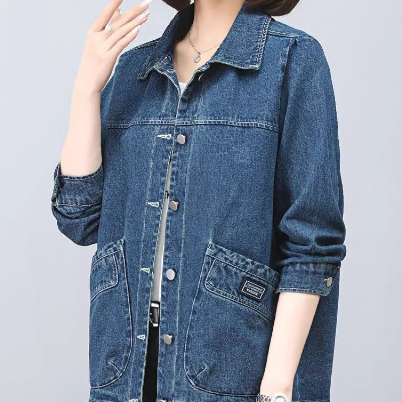 2025新款牛仔外套女春秋休闲大码中年妈妈短款春秋牛仔棉衣上衣潮|undefined