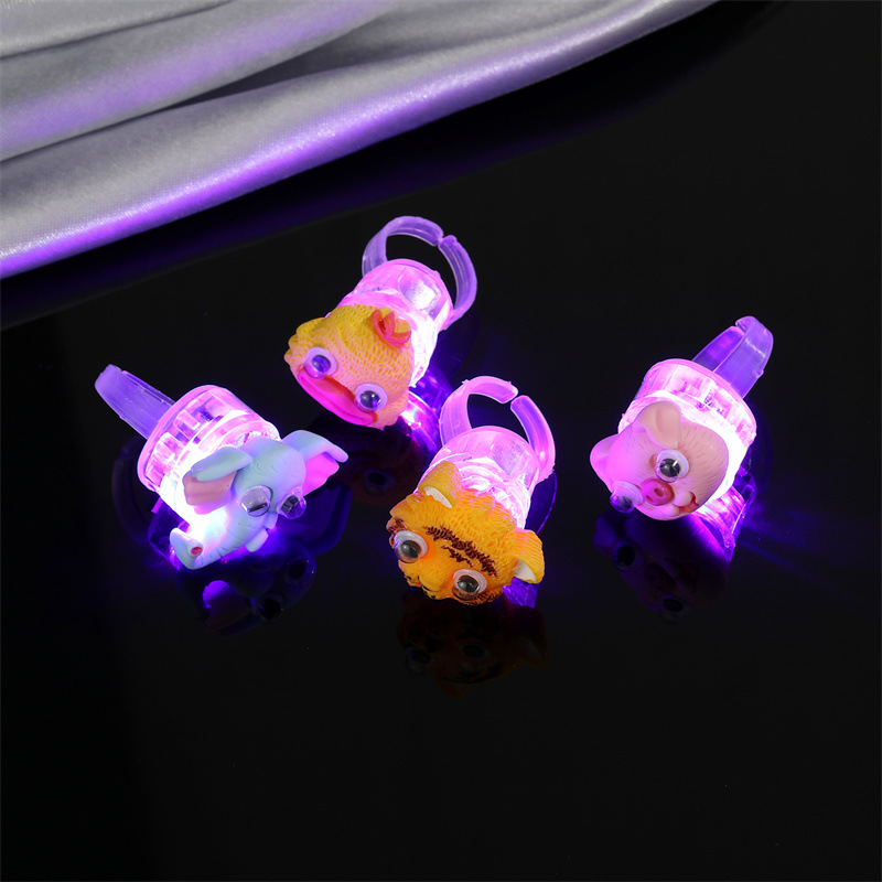 Cross-border Jewelry Cute Animal Ring Luminous Ring Creative Cartoon Children's Toy Index Finger Ring display picture 2