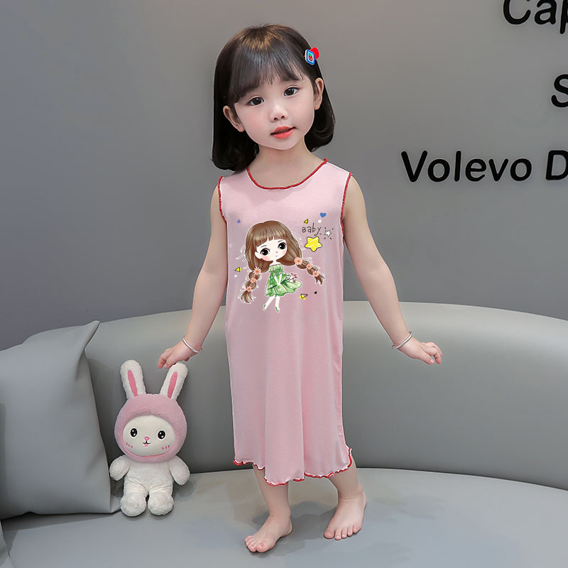 2026 vestido de pijama de hielo para niños verano ocio nuevo pijama de niñas ropa para el hogar vestido de bebé lindo chaleco vestido image 8