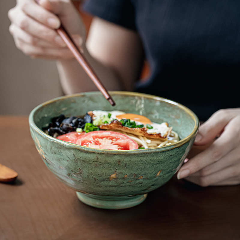 Pantalla verde retro bolos de pies altos espesados bolos de fideos de arroz característicos bolos de harina de cerámica bolos de mezcla de arroz bolos de mar antiguo exportación transfronteriza