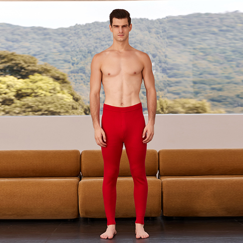 Quần cashmere nam mùa đông dày ấm, dáng ôm cao cấp — màu đỏ của nam giới