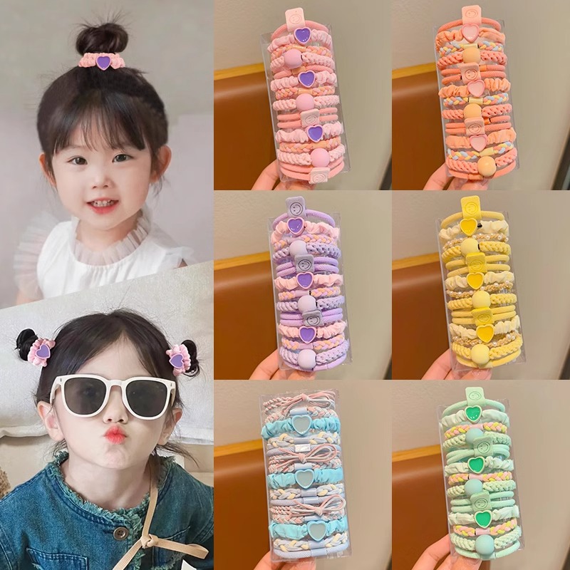 2024 Nueva diadema de los niños de estilo coreano simple colorido lazo bola banda de pelo de las niñas lindo cuerda de pelo de alta elasticidad