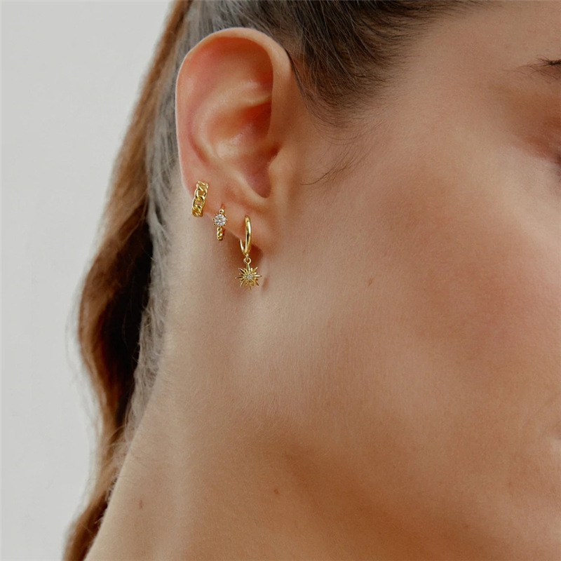 INS Style Geometric Sterling Silver Plating Zircon Earrings 1 Pair