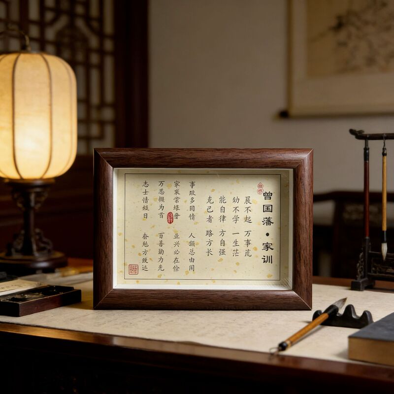Zeng Guofan's Family Motto Framed Artwork Decoration Inspirational Display Frame Hanging Painting Gift for Living Room Family Values New Chinese Style Desktop Zeng Guofan's Family Motto Framed Artwork Decoration Inspirational Display Frame Hanging Painting Gift for Living Room Family Values New Chinese Style Desktop